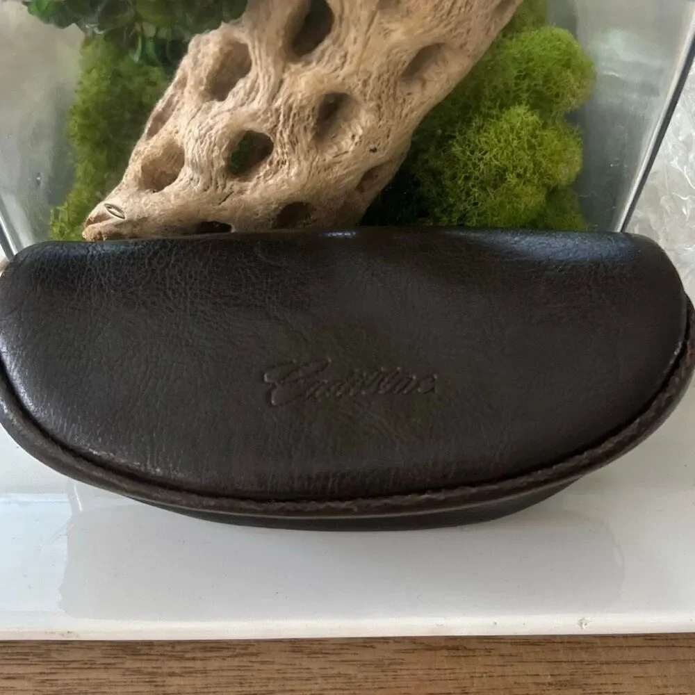 Cadillac brown leather eyeglass sunglass case